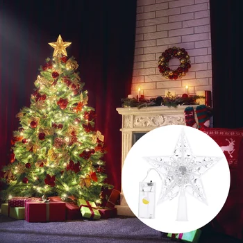  Рождественская елка Топпер Звезда Светодиодная Звездная Елка Топ 5-Точечный Звездный Ночной Свет Елка Верхушка Елка Декоры Рождественской Елки Без Рождества
