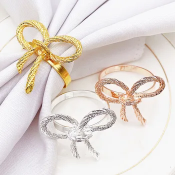  6 шт./лот Простое золотое кольцо для салфеток-бабочка галстук-бабочка пряжка для салфеток отель ресторан ткань для рта кольцо металлическое кольцо для салфеток