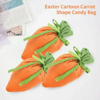  Конфетный мешок Прочный подарочный упаковочный мешок Ткань Дарение подарков Полезный пасхальный мультфильм в форме моркови Конфетный мешок