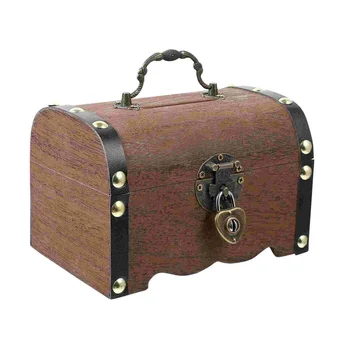  Деревянная коробка для хранения Винтажный чехол для ювелирных изделий Коробка Копилка Подарок для детей
