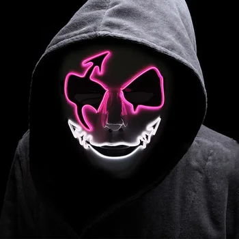  LED Неоновые маски ручной раскраски для ужасов Хэллоуин Вечеринка Костюм Реквизит Персонажи Косплей Маска Маскарад Страшная маска