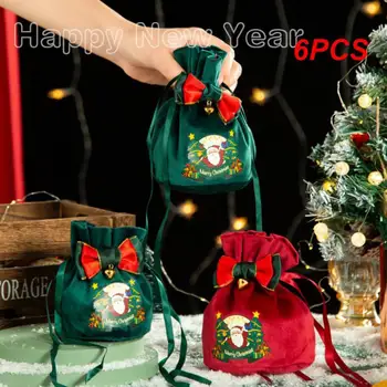  6 шт. Мешочек для конфет Мешочек Многоцелевое Рождественское Украшение Различные Рождественские Элементы Безопасный и Прочный Новый Рождественский Мешок