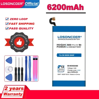  LOSONCOER 6200 мАч EB-BG920ABE Аккумулятор для Samsung GALAXY S6 G9200 G9208 G9209 SM-G920F G920I G920 G920A G920V G920T G920F