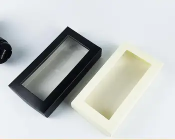  21 * 11 * 3,5 см Большая черная белая крышка бумажная упаковочная коробка с пластиковым ПВХ оконный парик подарочный кошелек галстук упаковка бумажная картонная коробка