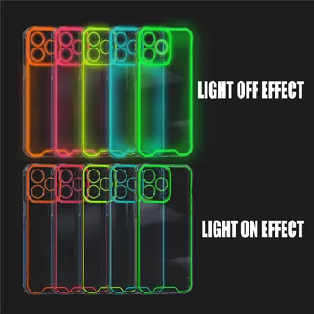  Night Light Luminous Luxury Transparent Clear Silicone Soft Case для iPhone 11 12 13 14 Pro Max 14Plus X XR XS Max Чехлы