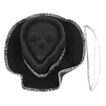  3D Skull Ковбойская шляпа Стильная привлекательная фетровая ковбойская шляпа Готическая шляпа на Хэллоуин Топ Скелет Шляпа для вечеринки Фотография Реквизит