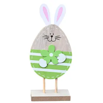  Пасхальные деревянные украшения для стола Пасхальный деревянный кролик в форме яйца Настольный декор Пасхальный кролик Украшения для гостиной Спальня