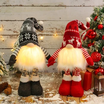  Рождественская безликая кукла со светодиодным светом Рождественский свет Гном Милый лесной человек Кукла Украшения Украшение рождественской елки Домашний декор