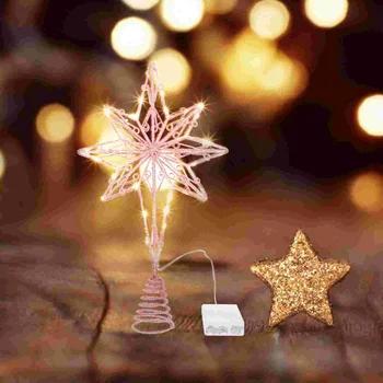  Верхушка рождественской елки Звездные украшения Светлый блестящий верхушка дерева Star Iron Craft Рождественская елка Top Lamp Топпер рождественской елки