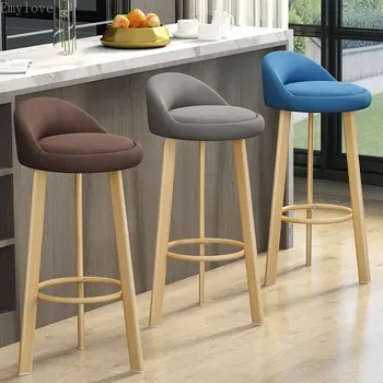  Простые повседневные высокие табуреты Европейский стиль Барный стул с металлической ножкой Барный стул Барный стул Стулья со спинкой кухни Обеденные стулья Мебель для дома