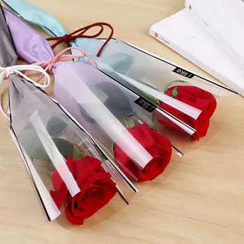  5 шт. Одиночные пакеты для упаковки букетов, прозрачная упаковка градиентного цвета, подарочная цветочная упаковка для свадьбы в День святого Валентина