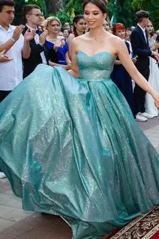  Блестящее тканевое выпускное платье Возлюбленная длинные платья для вечеринок с карманами