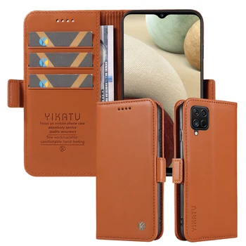  Оригинальный чехол для мобильного телефона YIKATU для Samsung Galaxy A12 A32 A42 A52 A72 Кожаный флип Тонкий чехол-кошелек серии YK 003