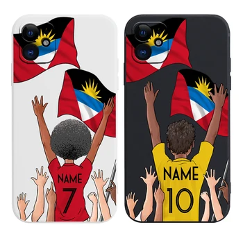  Costom Antigua Barbuda Флаг Футбол Футбол Джерси Чехол Для iPhone 15 14 Pro Max 13 12 11 Mini X XS XR 7 8 6S Plus SE