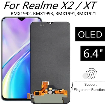  6.4 OLED для ЖК-дисплея Realme X2 RMX1992 RMX1993 Замена сенсорного экрана в сборе для ЖК-дисплея Realme XT RMX1921