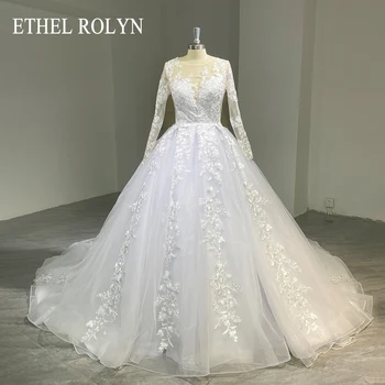  ETHEL ROLYN Свадебное платье с длинным рукавом 2024 Кружевное свадебное платье принцессы Аппликации Придворный поезд Свадебное платье Vestidos De Novia