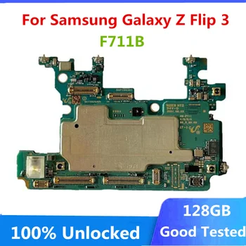  Для Samsung Galaxy Z Flip 3 F711B Материнская плата 5G с разблокированными чипами SM-F711B 128 ГБ Оригинальная логическая материнская плата