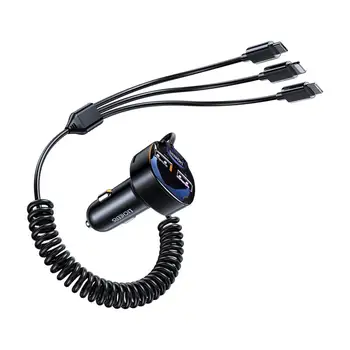  55 Вт USB C Автомобильное зарядное устройство 6-в-1 Супер быстрое автомобильное зарядное устройство 55 Вт Сверхбыстрый кабель типа C для большинства телефонов, планшетов MP3