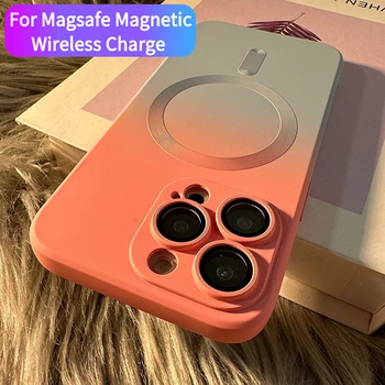  Luxury Hight End For Magsafe Беспроводной Магнитный Заряд Матовый Чехол Для IPhone 14 13 12 Pro 11 Pro Max Мягкий бампер Красный цвет Крышка