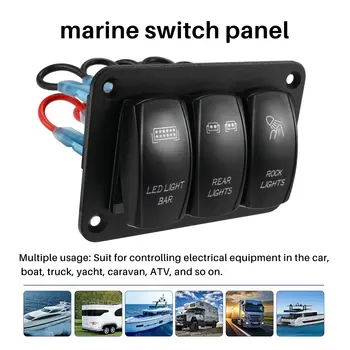  3 Gang Toggle Blue LED Light Rocker Switch Panel для автомобиля Marine Boat водонепроницаемый 12 В