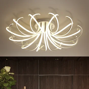  Современный светодиодный светильник с дистанционным управлением Акриловый цветок в форме гостиной Диммируемый блеск Потолочная декоративная лампа