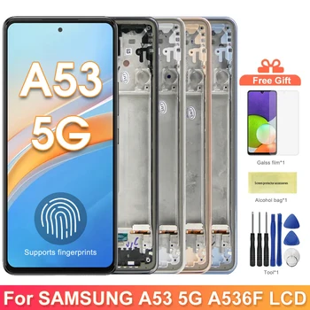  Super AMOLED A53 5G Дисплей Экран с рамкой, для Samsung Galaxy A53 5G A536 A536B A536U Замена сенсорного ЖК-дисплея