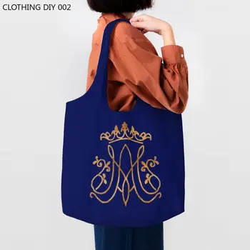  Custom Ave Maria Monogram Покупки Холщовые сумки Женщины Моющиеся Большой Емкости Бакалея Католическая Иисус Тотализатор Сумки Сумки Сумки