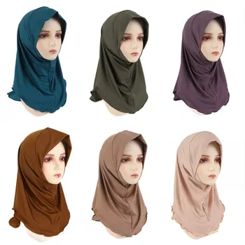  Мусульманские женщины Шарф Исламский Сплошной Цвет Тюрбан Арабский Тюрбан Исламская Одежда Непосредственно Мгновенный Хиджаб Мягкий Уютный Химар
