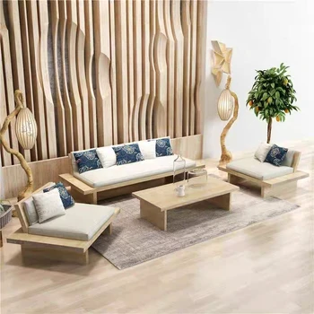 Ветровой минималистичный диван из массива дерева, небольшой блок, ветровой диван из натурального дерева, современный минималистичный тканевый диван