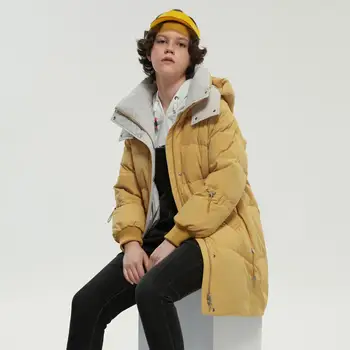  BOSIDENG новый женский модный пуховик средней длины женский зимний простой теплый пальто с капюшоном теплая утолщенная верхняя одежда B90141360