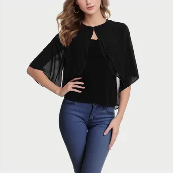  сетчатая блузка с коротким рукавом и шалью женская шелковая черная кардиганная пуговица с рукавом семь четвертей солнцезащитный крем Blusa Mujer Moda 2023 블라우스