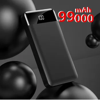  99000 мАч Портативный зарядный внешний аккумулятор Быстрая зарядка Внешний аккумулятор с внешним аккумулятором 2,1 А для iPhone 12 14Pro Xiaomi Huawei
