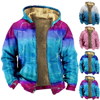  Мужская куртка Повседневные куртки 4xl для мужчин Большие и высокие Мужской флис с капюшоном Постепенно меняющийся свитер