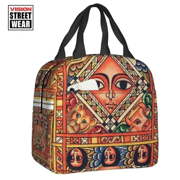  2023 Новая эфиопская древняя художественная изолированная сумка для ланча для женщин Водонепроницаемый Bohemia Cooler Thermal Lunch Tote Kids School Children