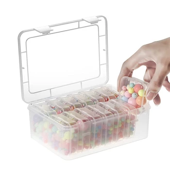  Маленькие органайзеры для бусин, пластиковые футляры для хранения Мини-контейнеры для хранения прозрачных бусин Прозрачные коробки с откидной крышкой