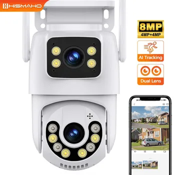  4K 8MP IP-камера WIFI Двойной объектив Наружный PTZ-монитор видеонаблюдения Защита Защита AI Tracking Видеонаблюдение ICsee