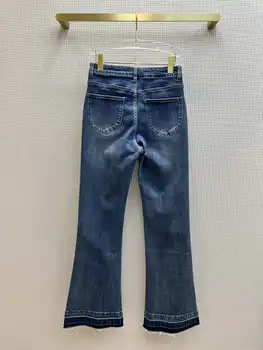  2023-47 Осень / зима Новые простые джинсовые брюки-клеш с высокой талией