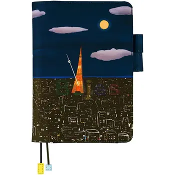 Обложка кузена Hobonichi Techo [только обложка формата A5] Хироко Кубота: Токийский метроном, полная луна заполняет ночное небо