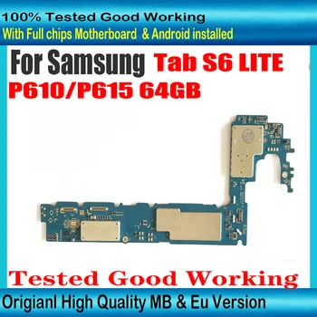  100% оригинальная разблокированная материнская плата для материнской платы Samsung Galaxy Tab S6 LITE P610 P615 с полными чипами Система Android Версия для ЕС