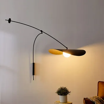   Современный светодиодный настенный светильник Черный регулируемый настенный светильник с длинной рукой Настенные светильники промышленного дизайна для украшения спальни гостиной