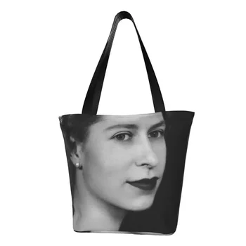  Молодая королева Елизавета II Сумка для покупок Сумки для покупок с ретро-принтом Студенческая дорожная тканевая сумка-тоут Симпатичные сумки на заказ