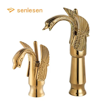  Senlesen Golden Swan Смеситель для раковины в ванной комнате Настольная раковина Nordic Luxury Смесители Смеситель горячей и холодной воды Кран