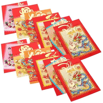  Китайский Новый год Счастливые красные конверты HongBao Год Драконьей удачи Денежные конверты Китайский Новый год Красные конверты