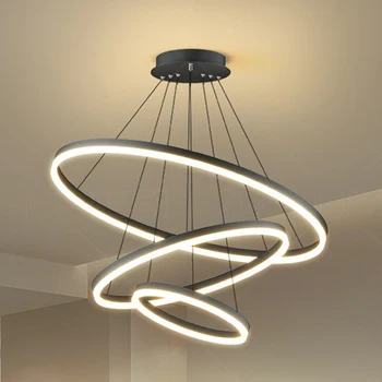   Простая современная светодиодная подвесная люстра Потолочный подвесной светильник Высокая яркость Декоративный орнамент для гостиной, столовой, спальни