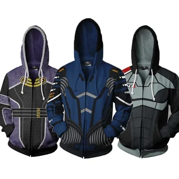  Game Mass Effect Куртка Одежда Одежда N7 Полная молния Мужская толстовка с капюшоном Мужская толстовка с капюшоном Мужские толстовки с капюшоном Пальто Топы Осень Одежда с длинным рукавом