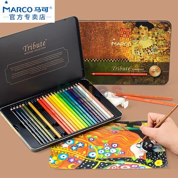  Marco Master Series 24 48-цветные светостойкие цветные карандаши,Профессиональный набор для рисования гуашью,Художественные принадлежности для акварельного рисунка