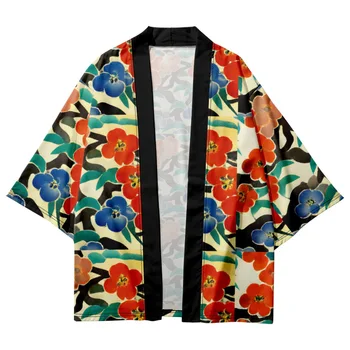  Кимоно Халат Японский летний кардиган Халат Мужская рубашка Винтажный стиль Yukata Haori Повседневный вискозный халат Домашняя одежда