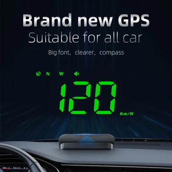  Автомобильный HUD Проектор лобового стекла Проекционный дисплей Большой шрифт Умный автомобильный спидометр Охранная сигнализация GPS Детектор скорости Автоаксессуары