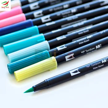  Tombow ABT Dual Brush Pen - синий и фиолетовый, тонкий кончик идеально подходит для последовательных линий и плотных рисунков, не светостойкий
