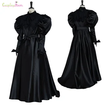  Викторианское траурное платье викторианское готическое бальное платье в стиле стимпанк Тюдоровское дневное платье черное платье-бюстгальтер женское платье на заказ